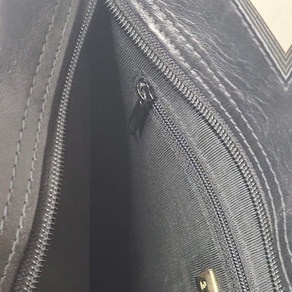 Vintage Ganson Black Leather Crossbody Bag Adjustable Strap Zippered Compartment - Picture 7 of 15